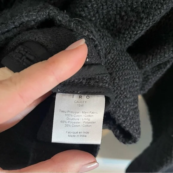 IRO Cauley Coat Fringe Moto Style Navy Tweed Jacket - Picture 10 of 12